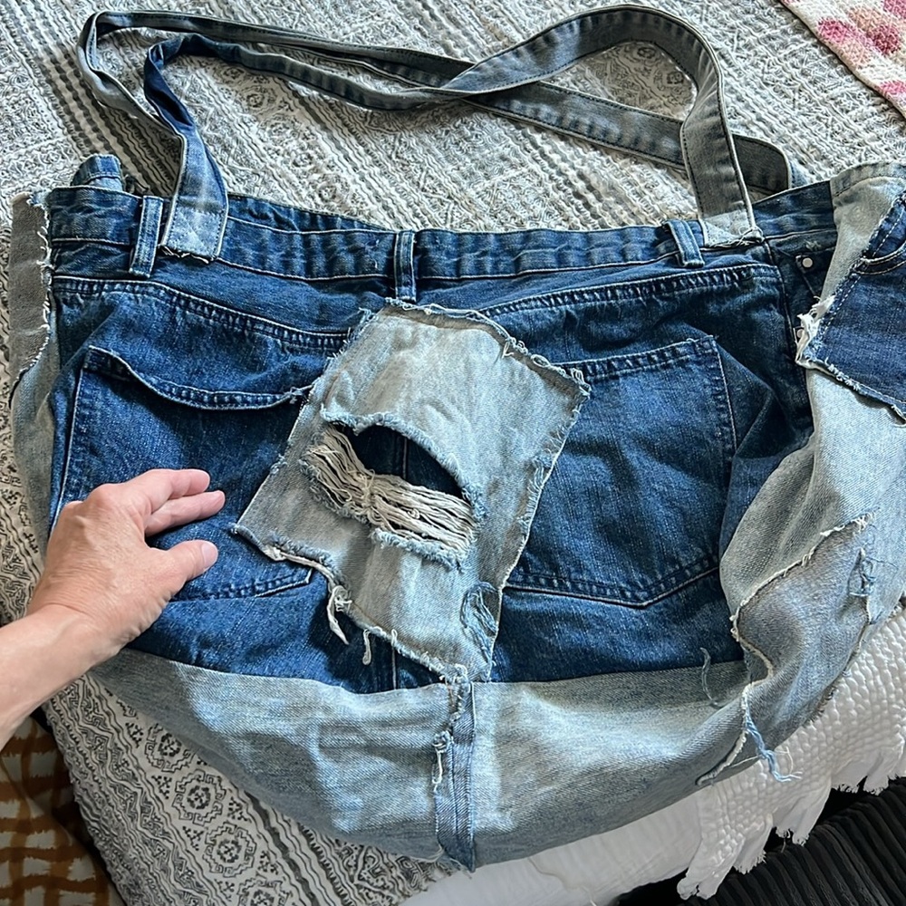 Solar Eclipse Australia Xl Denim Patchwork Tote B… - image 5